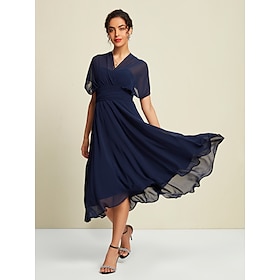 Women's Chiffon Dress Midi Dress Navy Blue Sleeveless Solid Color Lace up Tie Knot All Seasons Elegant Party S M L dress to impress 2024